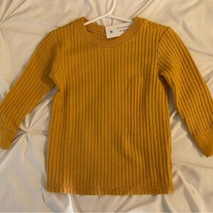 Yellow mustard Kids Ribbed waffle thermal type shirt